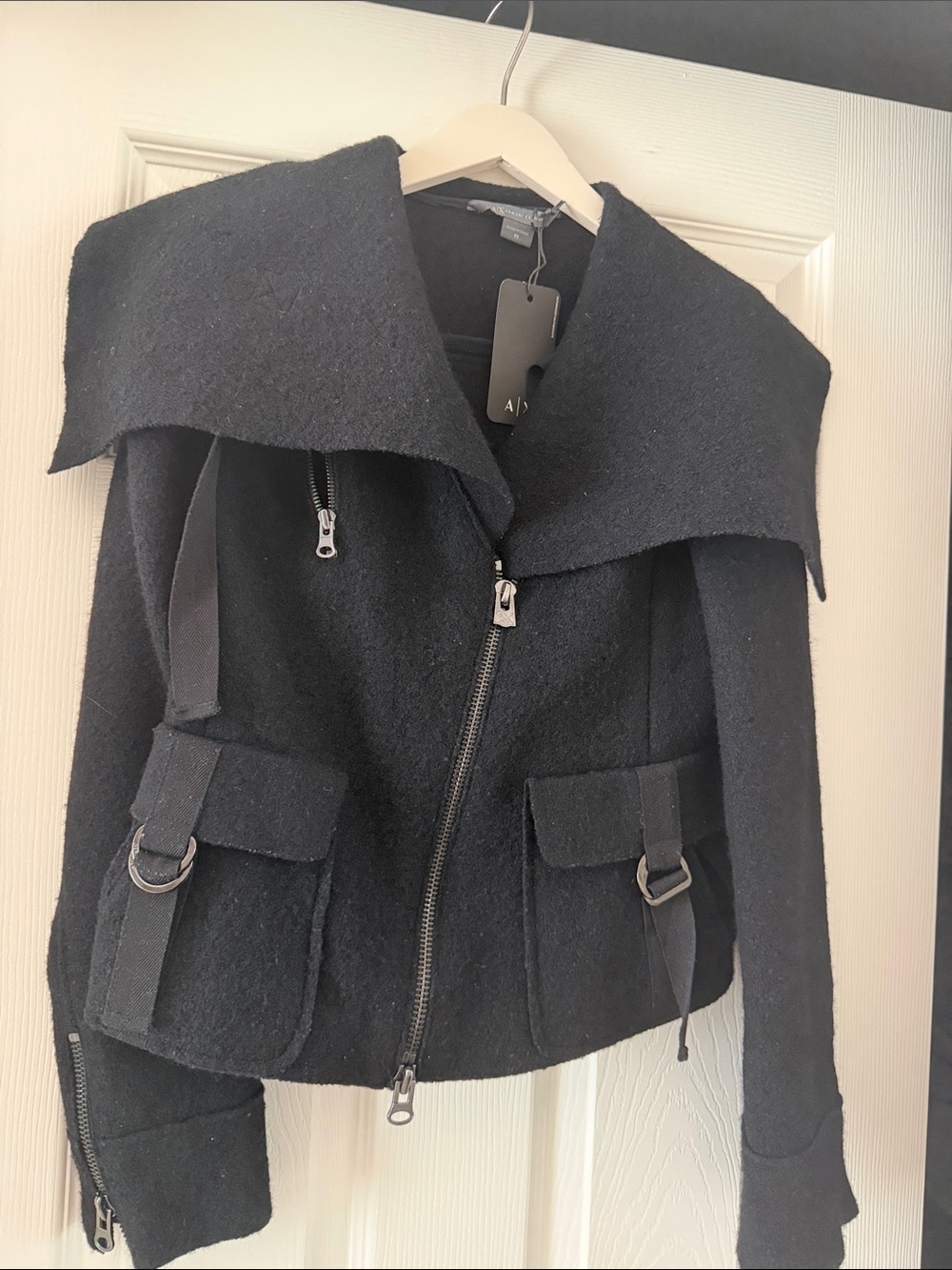 Tailored Black Utility Jacket with Zip Front